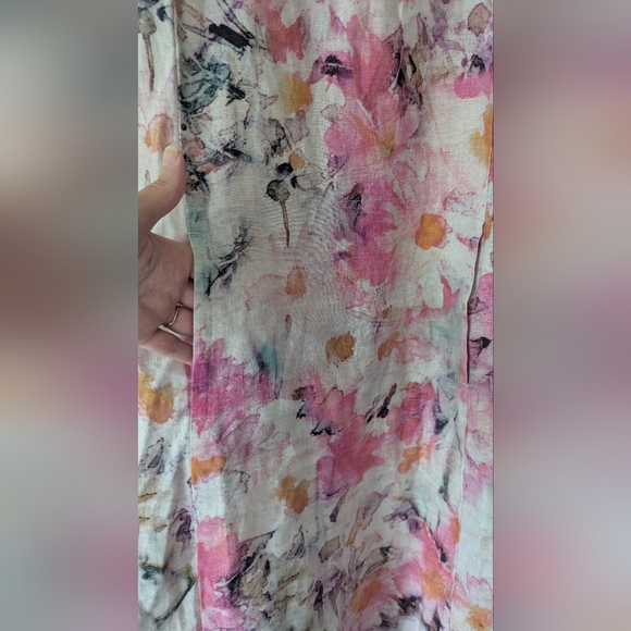 J. Jill 100% Linen XS Watercolor Floral Dress w/ kangaroo Pocket Pullover - Picture 8 of 13